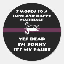 7 Words For A Long and Happy Marriage Stickers