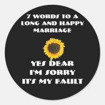 7 Words For A Long and Happy Marriage Stickers
