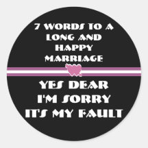 7 Words For A Long and Happy Marriage Stickers