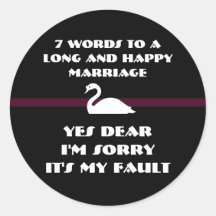 7 Words For A Long and Happy Marriage Stickers