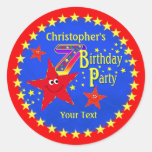 7ème autocollant rond de fête d'anniversaire d'éto