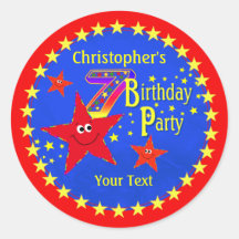 7ème autocollant rond de fête d'anniversaire d'éto