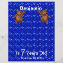 7th Birthday Dancing Bear Scrapbook Paper 1 Personalized Flyer