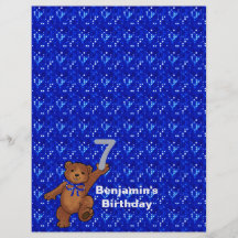 7th Birthday Dancing Bear Scrapbook Paper 3 Custom Flyer