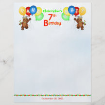 7th Birthday Party Royal Bear Scrapbook  Paper 2 Personalized Flyer