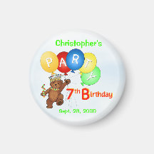 7th Birthday Party Royal Bears Refrigerator Magnets