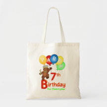 7th Birthday Party Teddy Bear Prince Goodie Tote Bags