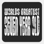 7th Birthday Party Worlds Greatest Seven Year Old Square Stickers