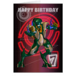 7th Happy Birthday with Robot warrior Cards