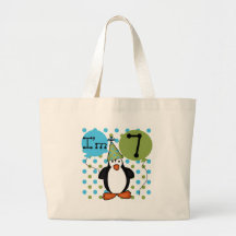 7th Penguin Birthday Canvas Bag