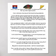 7th special forces green beret vietnam flash creed posters