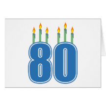 80 Birthday Candles (Blue / Green) Card