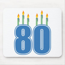 80 Birthday Candles (Blue / Green) Mousepads