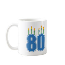 80 Birthday Candles (Blue / Green) Mugs