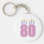 80 Birthday Candles (Pink / Purple) Keychain