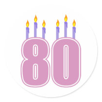 80 Birthday Candles (Pink / Purple)
