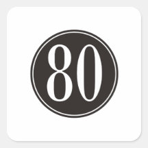#80 Black Circle Square Stickers