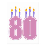 80 bougies d'anniversaire (rose/pourpre) carte postale