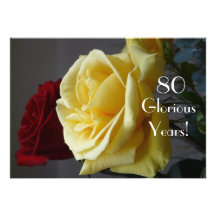 80 GloriousYears!-Birthday/Two Roses-with Quote Personalized Announcement