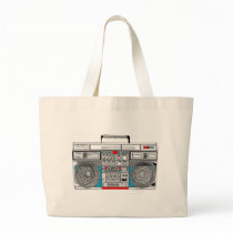 80s boombox illustration bag