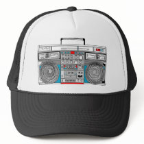 80s boombox illustration trucker hats