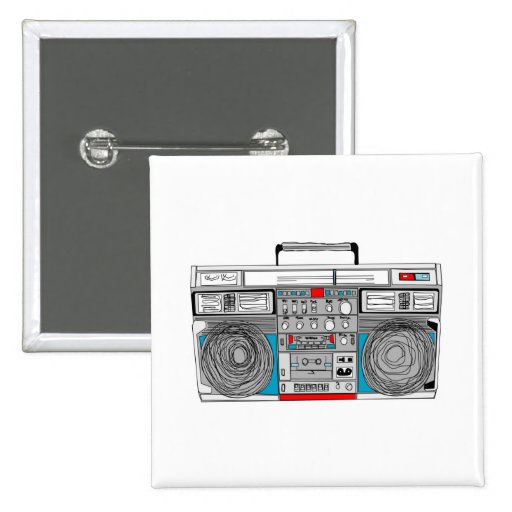 80s boombox illustration pins