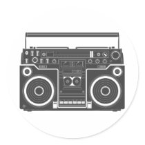 80s Boombox Round Stickers