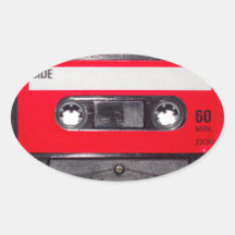 80's Red Label Cassette Oval Stickers
