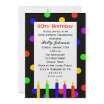 80th Birthday Party Invitation -- Candles and Dots