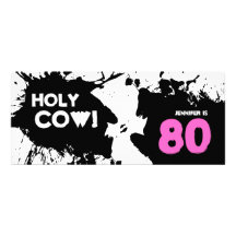 80th Birthday Party Invitation - Holy Cow!