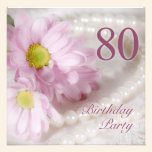 80th Birthday party invitation with daisies invitations