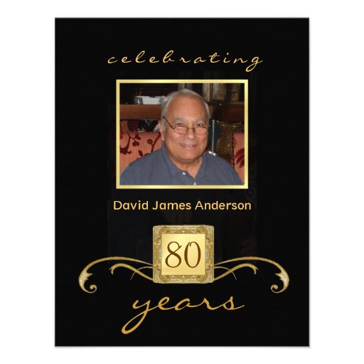 80th Birthday Party Invitations - Formal Monogram