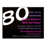 80th Eightieth Birthday Party Postcard Invitation