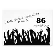 86th party invitation with cheering crowds