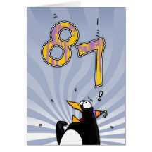 87th Birthday - Penguin Surprise Card