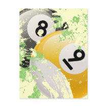 8 AND 9 BILLIARD BALLS POSTCARDS