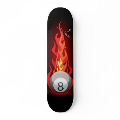 8 Ball On Fire Skate Decks by TheKingSkunk