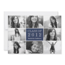 8 Photo Collage Graduation Invitation Navy