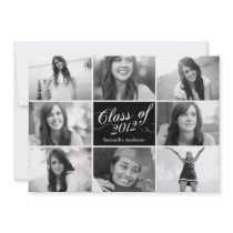 8 Photo Script Graduation Invitation Black