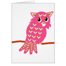 8-Pink Owl Greeting Cards