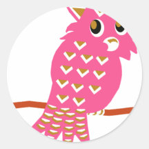 8-Pink Owl Stickers