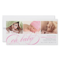 8 x 4 Oh Baby | Birth Announcement Photo Card Template