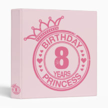 8 years - Birthday Princess - pink Binders
