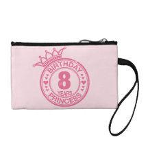 8 years - Birthday Princess - pink Change Purses