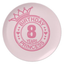 8 years - Birthday Princess - pink Plates