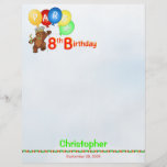8th Birthday Party Royal Bear Scrapbook  Paper 1 Custom Flyer