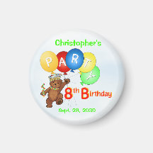 8th Birthday Party Royal Bears Fridge Magnet