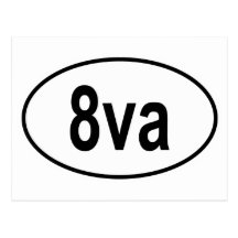 8va Musical Term European Oval Post Cards