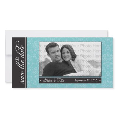 8x4" Baroque Teal Save the Date Announcement by TheWeddingShoppe