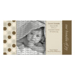 8x4 Birth Announcement Beige and Brown Polka Dots Photo Cards